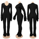 Solid Sexy Long Sleeve Ruched Jumpsuits SFY-211