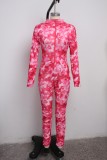 Sexy Tie Dye Zipper Long Sleeve Jumpsuit With Mask SMR-9870