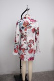Sexy Floral Print V Neck Sashes Mini Dress SMR-9919