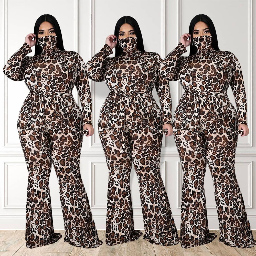 Dear-Fashion | Plus Size 5XL Leopard Print Jumpsuits Without Mask WAF ...