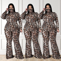 Plus Size 5XL Leopard Print Jumpsuits Without Mask WAF-7137
