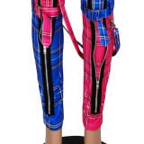 Plaid Print Zipper Casual Long Pants YH-5203