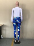 Casual Fashion Camouflage Print Mid Waist Pants (Without Belt) OLYF-6029