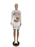 Casual Basketball Print Long Sleeve Mini Dress CHY-1309