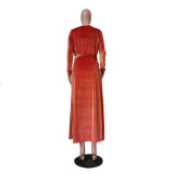 Sexy Velvet Strap Mini Dress+Long Cloak 2 Piece Sets TR-1095