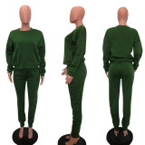 Plus Size Solid Sweatshirt Pants Two Piece Suits BDF-8036