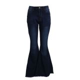 Plus Size Denim High Waist Stretch Flared Jeans HSF-2402
