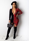 Sexy Plaid Patchwork Patchwork Ruched Mini Dress OD-8409