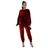 Plus Size Sequins Long Sleeve 2 Piece Sets With Mask CYA-8761
