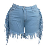 Plus Size 5XL Fat MM Denim Tassel Jeans Shorts HSF-2394