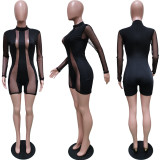 Sexy Mesh Patchwork Long Sleeve Rompers BGN-145