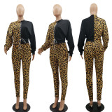 Plus Size Camo Leopard Print Lace Up Two Piece Sets MTY-6350-3