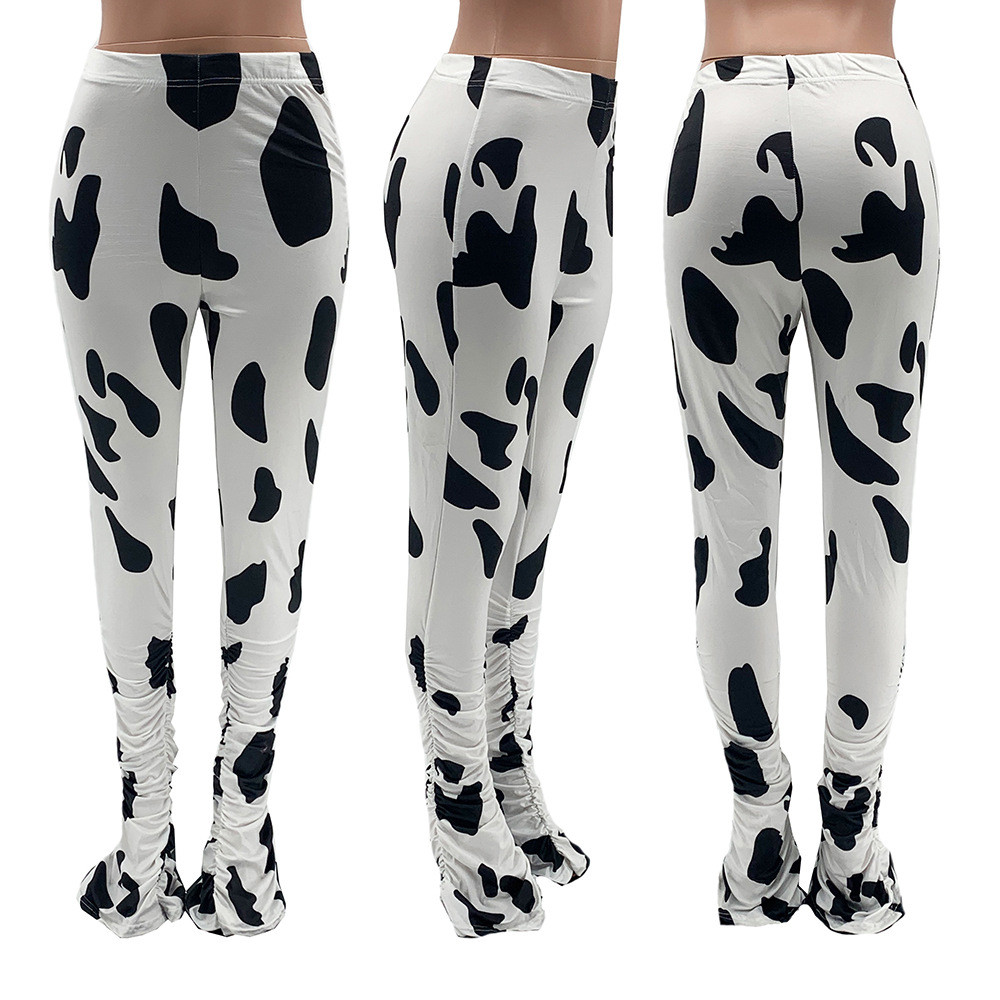 Dear-Fashion | Fashion Cow Print Stacked Casual Pants MIF-9038 with ...