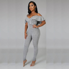 Sexy V Neck Off Shoulder Ruffled Jumpsuits YM-9271 