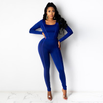 Sexy Long Sleeve Solid Two Piece Pants Set FOSF-8020