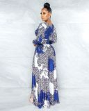 Elegant Long Sleeve Print Banquet Party Maxi Dress ANNF-6043