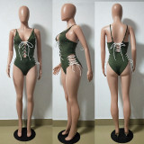 Sexy Lace Up Hollow Out One Piece Swimsuits BN-9079