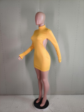 Sexy Backless Tuerleneck Long Sleeve Bodycon Dress YM-9273