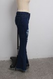 Plus Size Denim Ripped Hole Flared Jeans HSF-2404
