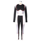 Casual Fitness Long Sleeve Tight Two Piece Sets ZSD-0377