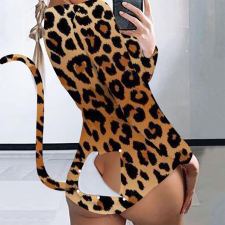 Sexy Printed Open Butt Functional Buttoned Flap Onesies MEM-8328