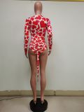 Sexy Printed Open Butt Functional Buttoned Flap Onesies MEM-8328
