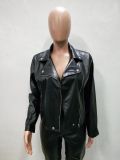 PU Leather Full Sleeve Zipper Jacket Coat LSD-8246