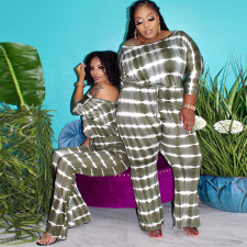 Plus Size Casual Striped One Piece Jumpsuits OSIF-20876