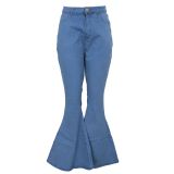 Plus Size Fat MM Denim Flared Jeans HSF-2295