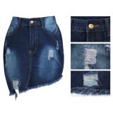 Sexy Denim Ripped High Waist Mini Skirt HSF-2414