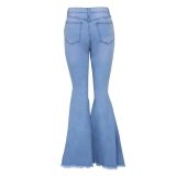 Plus Size Denim Ripped Hole Flared Jeans HSF-2118