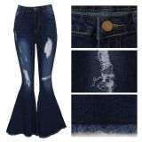 Plus Size Denim Ripped Hole Flared Jeans HSF-2256