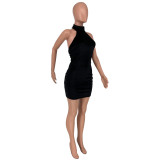 Sexy Velvet Halter Backless Mini Dress CYAO-8076 
