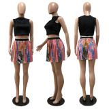 Trendy Cartoon Print Pleated Mini Skirt YNB-7145