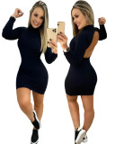 Sexy Backless Long Sleeve Slim Mini Dress YIM-170