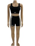 Casual Fitness Tank Top Shorts Two Piece Suits WUM-B77