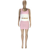 Sexy Patchwork Tank Top+Mini Skirt 2 Piece Sets MEI-9156