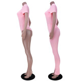 Solid Tube Top+Asymmetry Bodysuit+Pants 3 Piece Sets ASL-6337