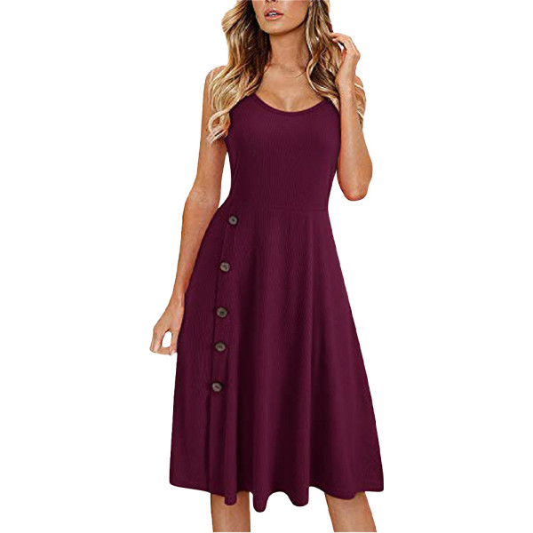 Sexy Solid Spaghetti Strap Midi Dress FNN-8588