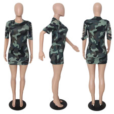 Fashion Camouflage Print Mini Dress YUF-9061