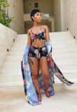 Floral Print Beach Bikinis 3pcs Swimsuit TR-1111