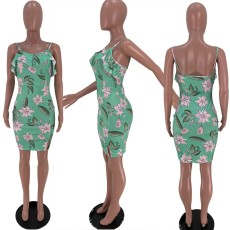 Fashion Sexy Sling Print Dress XSF-6032