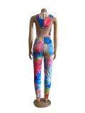 Sexy Backless Hooded Tie-dye Jumpsuit (including belt) WUM-2139