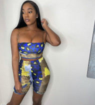 Casual Printed Cami Top And Shorts Two Piece Sets QMF-7027