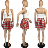 Sexy Halter Crop Top Pleated Mini Skirt 2 Piece Sets MN-9290