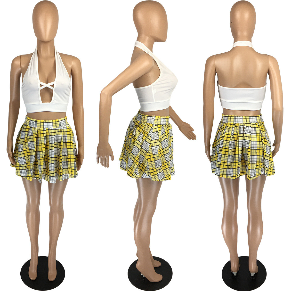 halter top and mini skirt