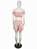 Sexy Tie-up One Word Collar Nightclub Fashion Short Skirt Suit LS-0340