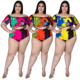 Plus Size Sexy Tie Up Printed Swimsuit Set ASL-7015