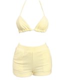 Sexy Solid Bra Top And Shorts Two Piece Sets DYF-1062