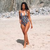 Sexy Printed Bodysuit Swim Suit With Cover Up Sets OLYF-6044